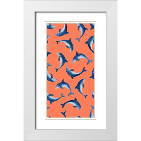 Soaring Dolphin Pattern White Modern Wood Framed Art Print with Double Matting by DeRice, Julie