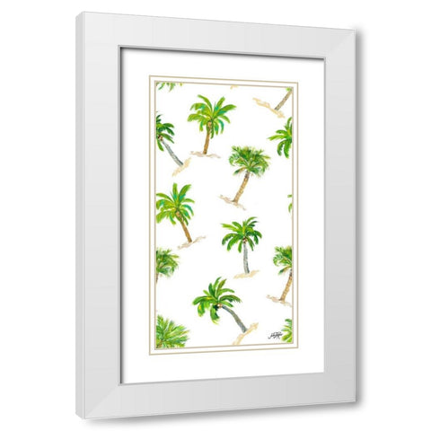 Toss Palm Pattern White Modern Wood Framed Art Print with Double Matting by DeRice, Julie