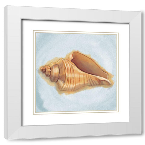 Coastal Treasures on Blue IV White Modern Wood Framed Art Print with Double Matting by Josefina