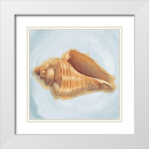 Coastal Treasures on Blue IV White Modern Wood Framed Art Print with Double Matting by Josefina