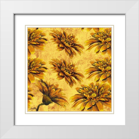 Yellow Floral Pattern I White Modern Wood Framed Art Print with Double Matting by Medley, Elizabeth