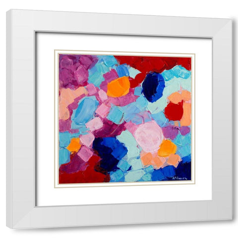 Flower Amoebic Party I White Modern Wood Framed Art Print with Double Matting by Coolick, Ann Marie