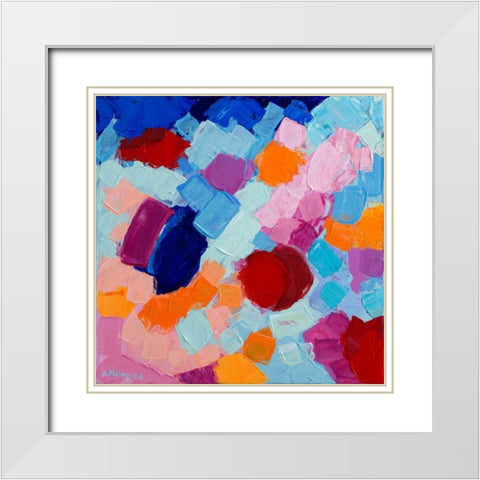 Flower Amoebic Party II White Modern Wood Framed Art Print with Double Matting by Coolick, Ann Marie