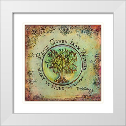 Peace Comes From Within I White Modern Wood Framed Art Print with Double Matting by Kinnison, Carolyn