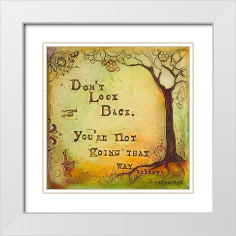 Dont Look Back White Modern Wood Framed Art Print with Double Matting by Kinnison, Carolyn