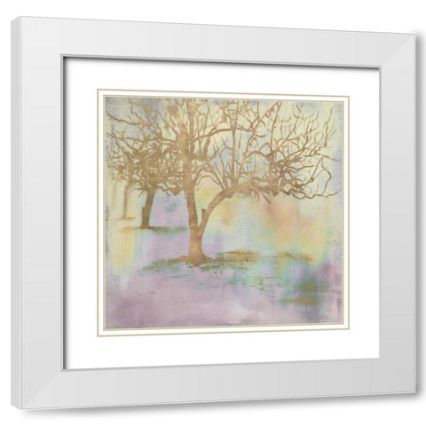 Gold Serene Forest II White Modern Wood Framed Art Print with Double Matting by Pinto, Patricia