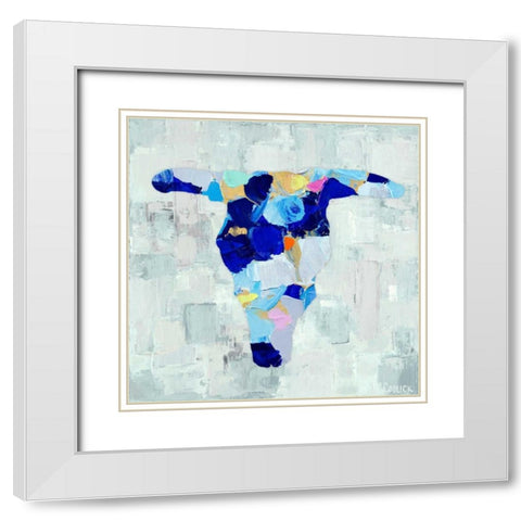 Mosaic Bull Skull White Modern Wood Framed Art Print with Double Matting by Coolick, Ann Marie