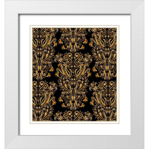 Damask I White Modern Wood Framed Art Print with Double Matting by Biscardi, Nicholas