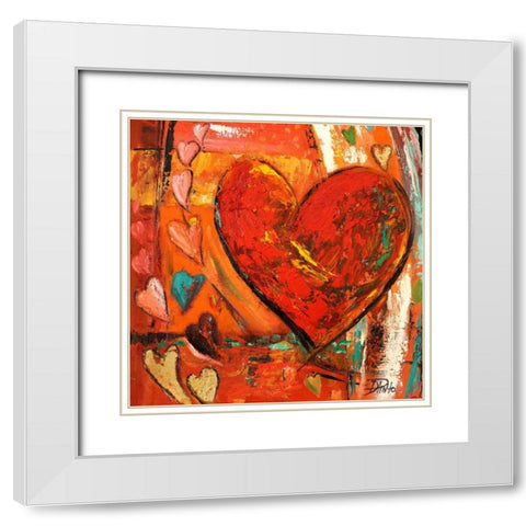 Hippie Hearts I White Modern Wood Framed Art Print with Double Matting by Pinto, Patricia