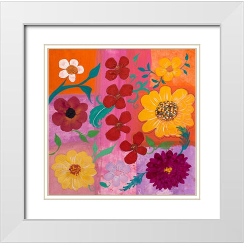 Floral Pattern I White Modern Wood Framed Art Print with Double Matting by Maria, Robin