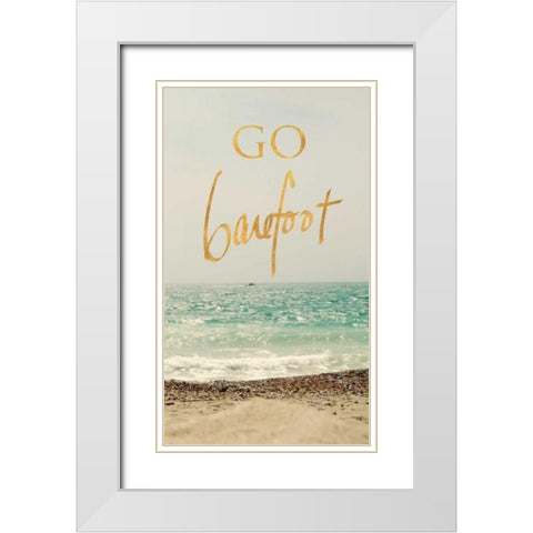 Go Barefoot Beach White Modern Wood Framed Art Print with Double Matting by Gardner, Sarah