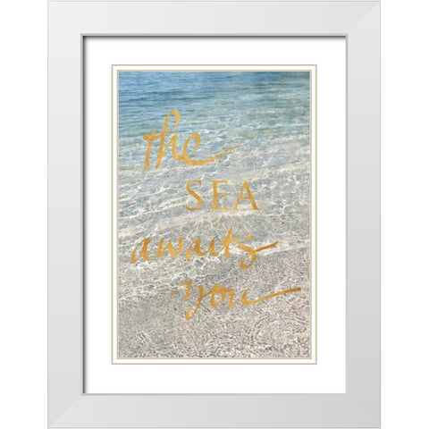 Sea Awaits You White Modern Wood Framed Art Print with Double Matting by Gardner, Sarah