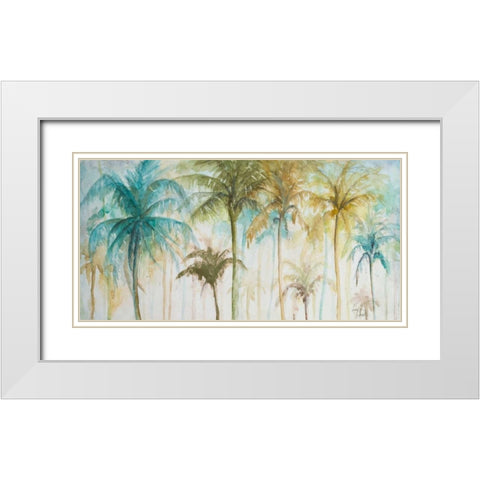 Watercolor Palms White Modern Wood Framed Art Print with Double Matting by Pinto, Patricia