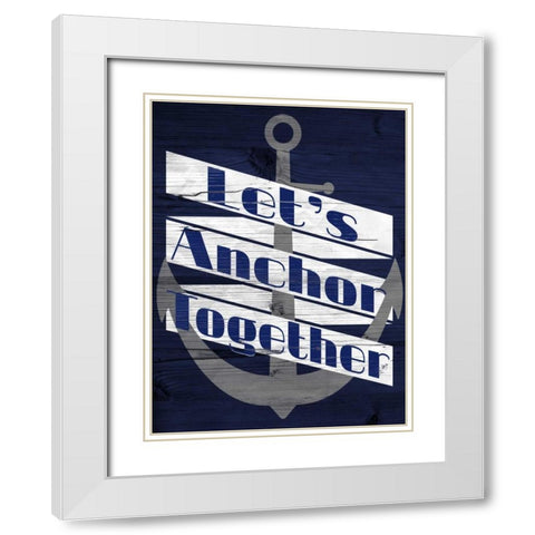 Lets Anchor II White Modern Wood Framed Art Print with Double Matting by SD Graphics Studio