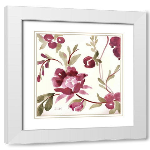 French Floral in Marsala White Modern Wood Framed Art Print with Double Matting by Loreth, Lanie