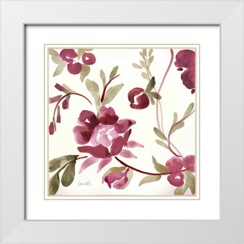 French Floral in Marsala White Modern Wood Framed Art Print with Double Matting by Loreth, Lanie
