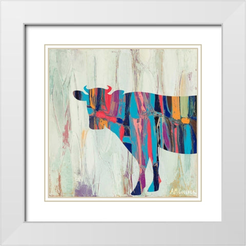 Rhizome Cow White Modern Wood Framed Art Print with Double Matting by Coolick, Ann Marie