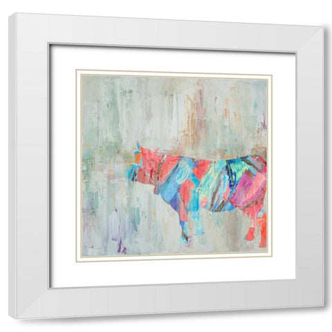 Muted Rhizome Cow White Modern Wood Framed Art Print with Double Matting by Coolick, Ann Marie