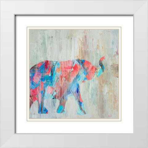 Rhizome Elephant White Modern Wood Framed Art Print with Double Matting by Coolick, Ann Marie