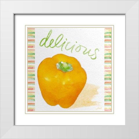 Watercolor Pepper I White Modern Wood Framed Art Print with Double Matting by Metz, Andi