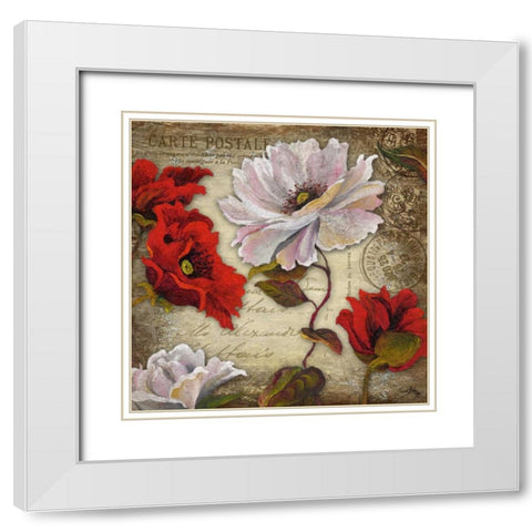 Paris Postcard I White Modern Wood Framed Art Print with Double Matting by Medley, Elizabeth