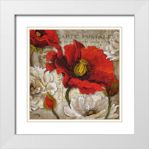 Paris Postcard II White Modern Wood Framed Art Print with Double Matting by Medley, Elizabeth