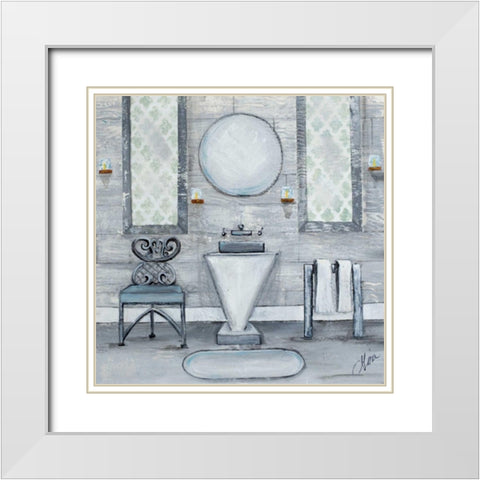Grey Bath I White Modern Wood Framed Art Print with Double Matting by Ritter, Gina