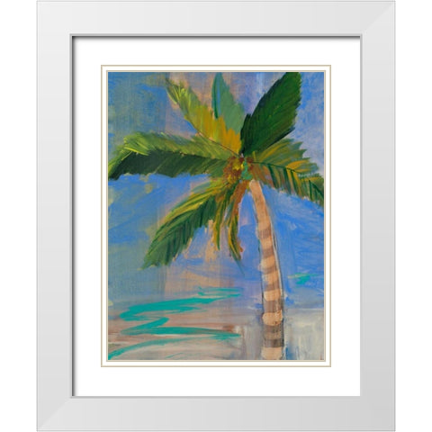Tropical Palms I White Modern Wood Framed Art Print with Double Matting by Maria, Robin