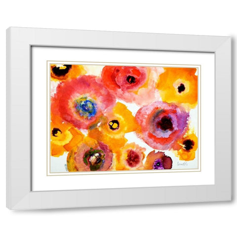 Peachy Floral White Modern Wood Framed Art Print with Double Matting by Loreth, Lanie