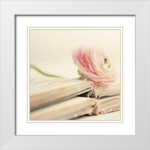 Peony Books Square White Modern Wood Framed Art Print with Double Matting by Gardner, Sarah