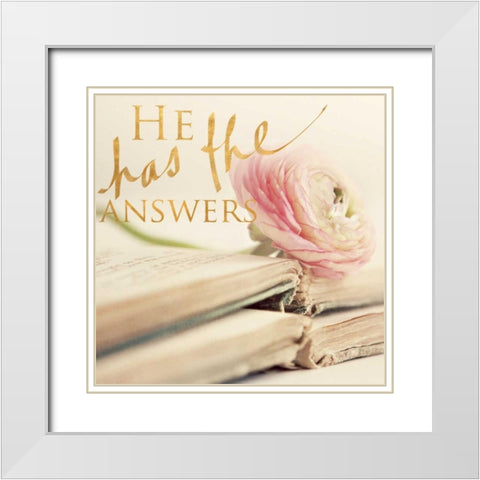 He has the Answers White Modern Wood Framed Art Print with Double Matting by Gardner, Sarah
