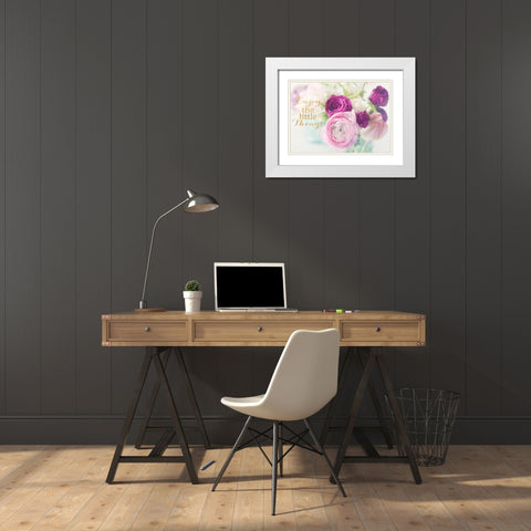 Enjoy the little things White Modern Wood Framed Art Print with Double Matting by Gardner, Sarah