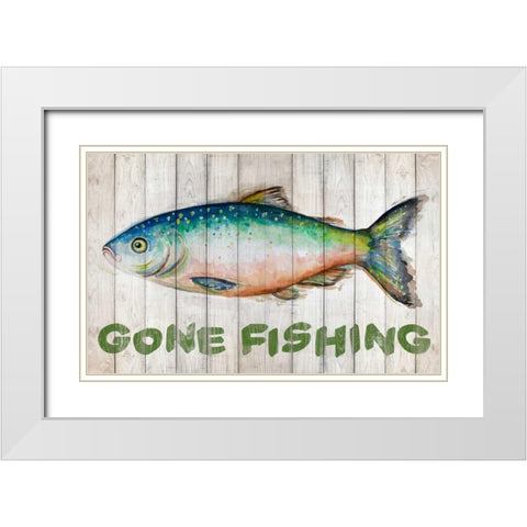 Watercolor Fish on Wood I White Modern Wood Framed Art Print with Double Matting by Pinto, Patricia