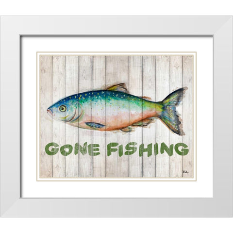 Watercolor Fish on Wood I White Modern Wood Framed Art Print with Double Matting by Pinto, Patricia