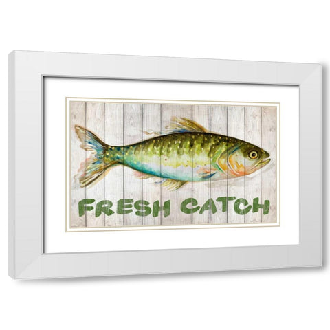 Watercolor Fish on Wood II White Modern Wood Framed Art Print with Double Matting by Pinto, Patricia