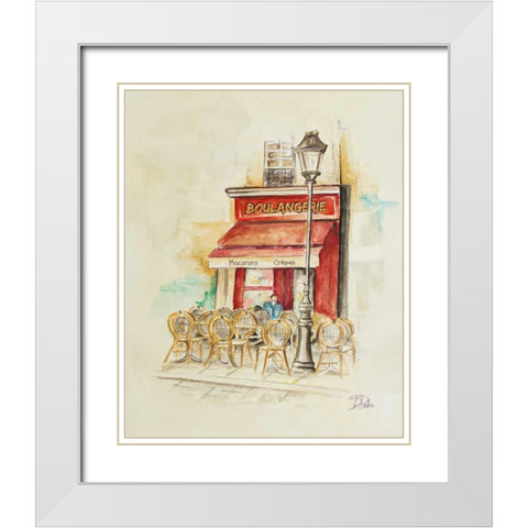 Cafe Du Paris I White Modern Wood Framed Art Print with Double Matting by Pinto, Patricia
