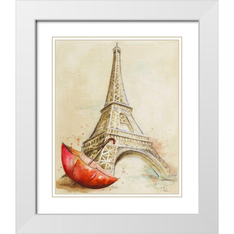Tour Eiffel White Modern Wood Framed Art Print with Double Matting by Pinto, Patricia