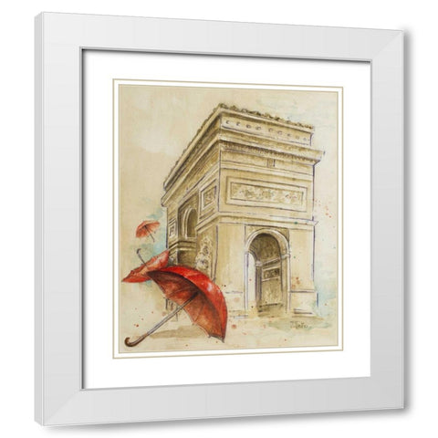 Arc Du Triomphe White Modern Wood Framed Art Print with Double Matting by Pinto, Patricia