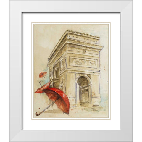 Arc Du Triomphe White Modern Wood Framed Art Print with Double Matting by Pinto, Patricia