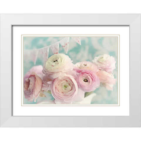 Ranunculus Party White Modern Wood Framed Art Print with Double Matting by Gardner, Sarah