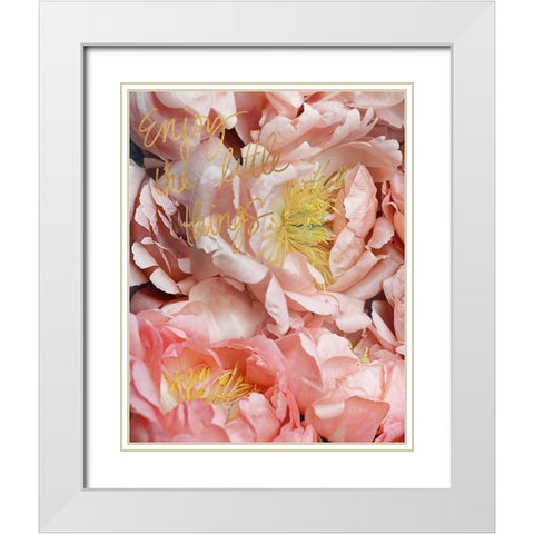 Enjoy the Little Things White Modern Wood Framed Art Print with Double Matting by Gardner, Sarah
