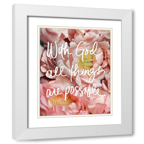 With God all things are possible White Modern Wood Framed Art Print with Double Matting by Gardner, Sarah