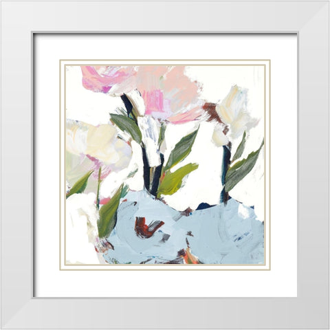 Blossoms I White Modern Wood Framed Art Print with Double Matting by Slivka, Jane