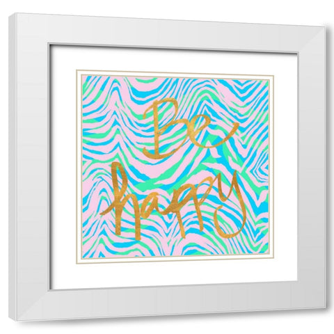 Be Happy White Modern Wood Framed Art Print with Double Matting by Biscardi, Nicholas