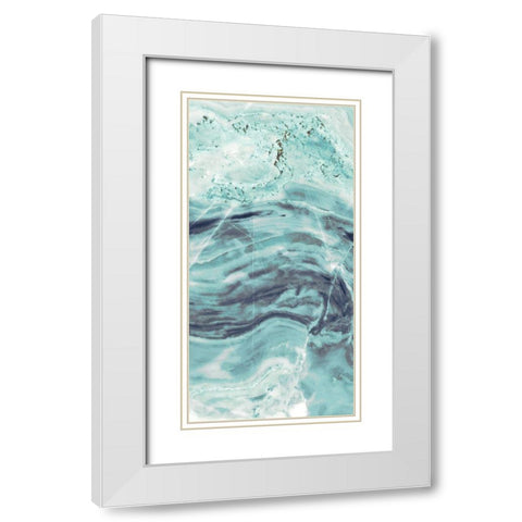 Aqua Mineral Panel I White Modern Wood Framed Art Print with Double Matting by Bryant, Susan