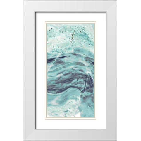 Aqua Mineral Panel I White Modern Wood Framed Art Print with Double Matting by Bryant, Susan