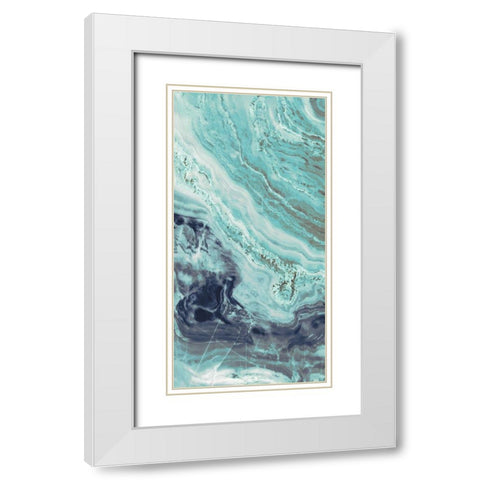 Aqua Mineral Panel II White Modern Wood Framed Art Print with Double Matting by Bryant, Susan