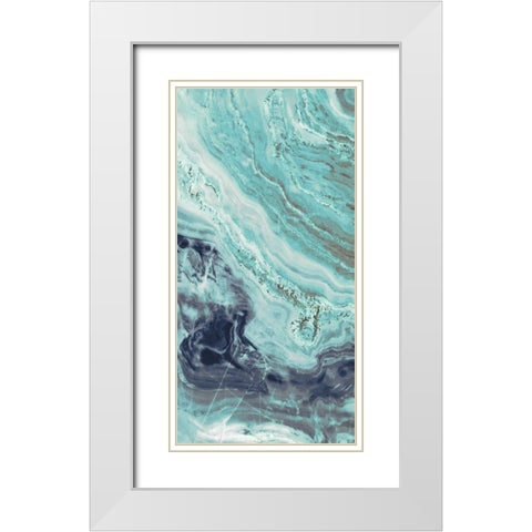 Aqua Mineral Panel II White Modern Wood Framed Art Print with Double Matting by Bryant, Susan