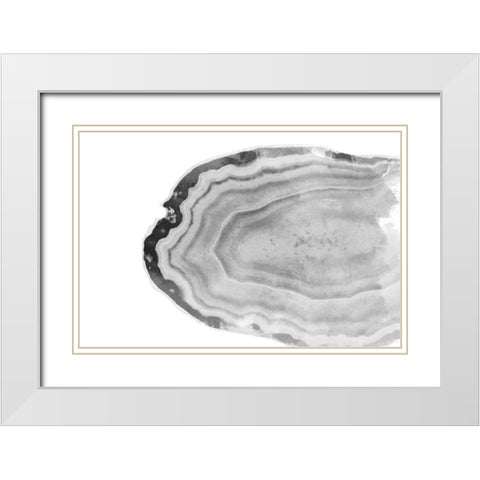 Watercolor BW Agate White Modern Wood Framed Art Print with Double Matting by Bryant, Susan