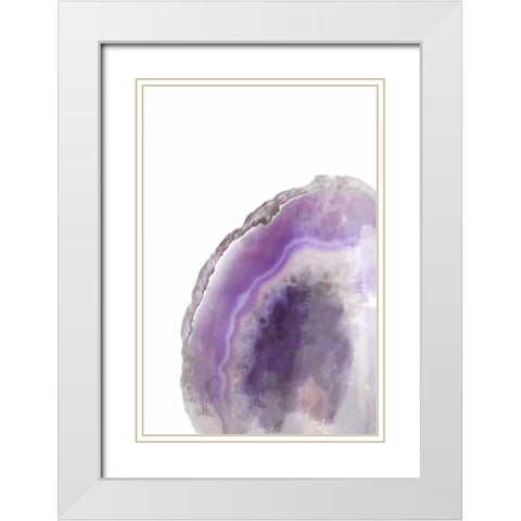 Purple Watercolor Agate Rectangle White Modern Wood Framed Art Print with Double Matting by Bryant, Susan